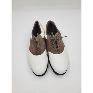 Grip Men's Leather Casual‎ Golf Shoes Brown White Lace Up Sz 12